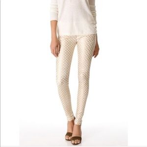 MOTHER gold foil skinny jeans